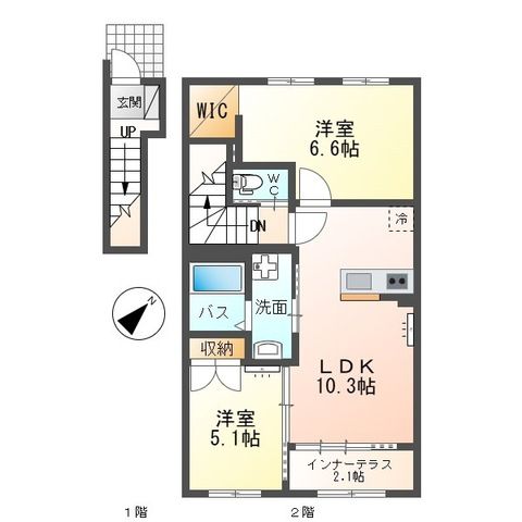 クレサンテーム 203号室 間取り
