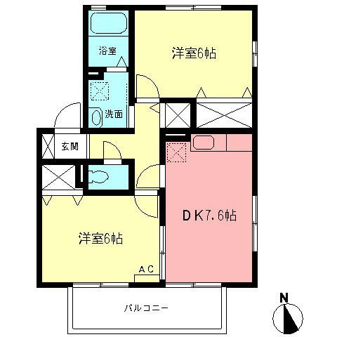アルバピアザ鶴巻Ⅰ 201号室 間取り