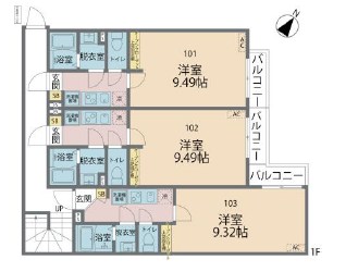 カインドネス大和桜ヶ丘 302号室 間取り