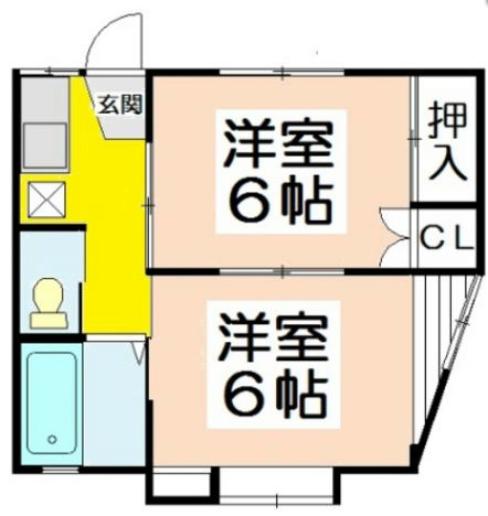 コーポ水落 106号室 間取り
