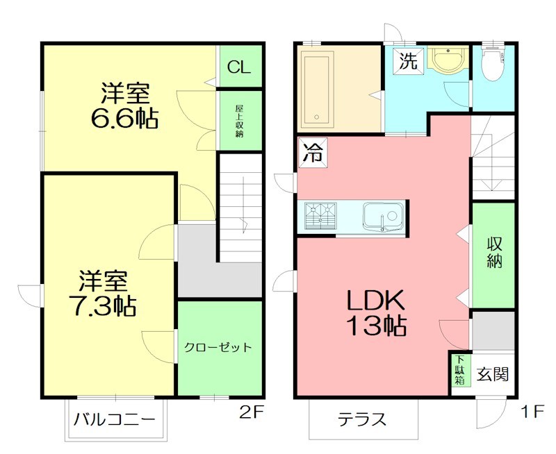 メジュール　Ｅ棟 1号室 間取り