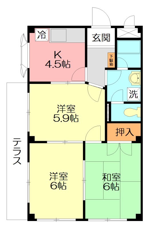 ゼフィールⅡ 201号室 間取り