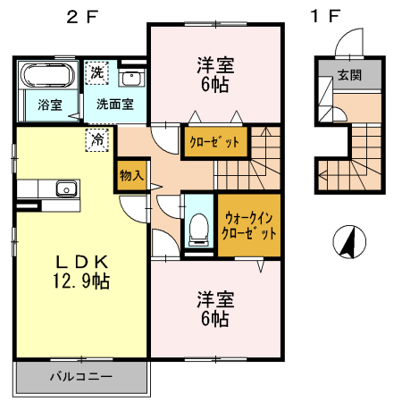 ロイヤルタウンＫＧ　Ａ棟 203号室 間取り