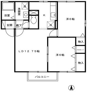 ルピナ大北F 102号室 間取り