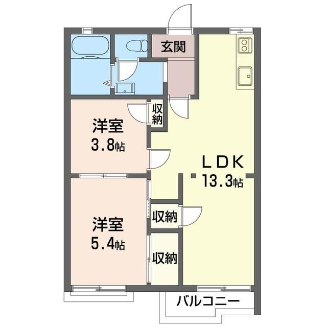グリーンヒルハイツ 0202号室 間取り