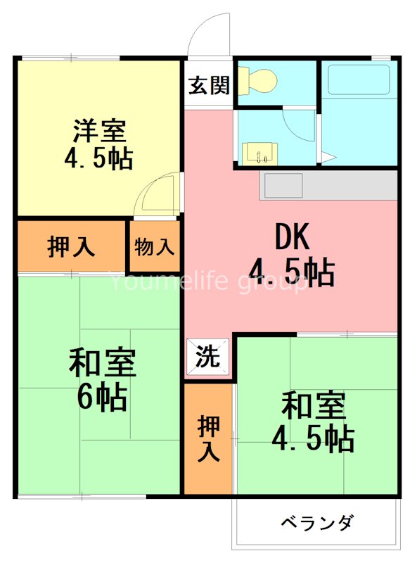 ハイツグリーンヒルB 202号室 間取り