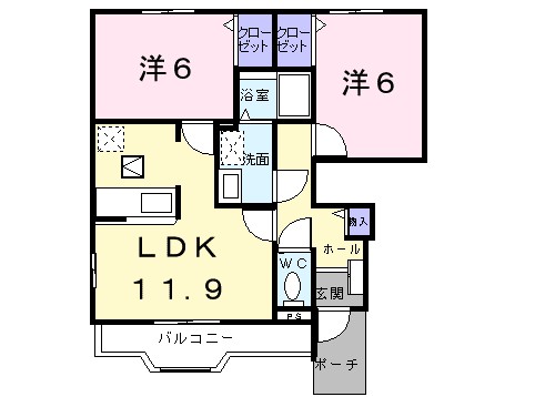 パレス銀河Ⅱ 101号室 間取り