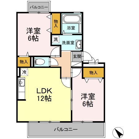 アルファタウン秦野新町 Ａ 207号室 間取り