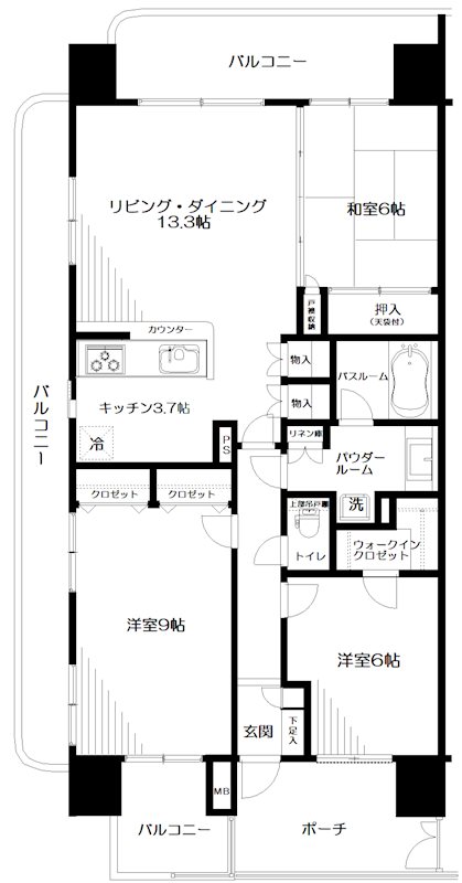 日神パレステージ本厚木リバースクエア 1001号室 間取り