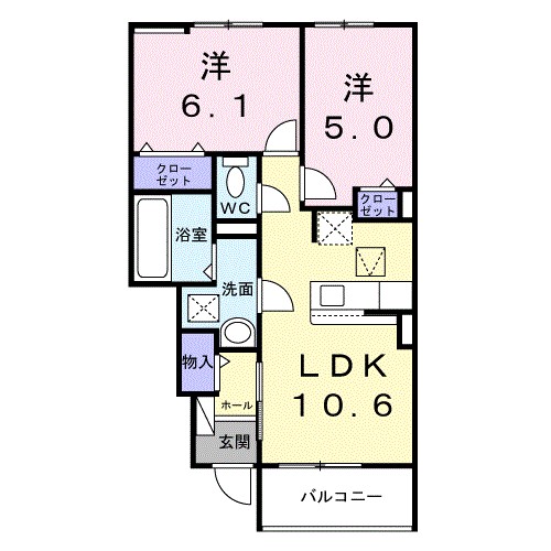 上落合アパート 102号室 間取り