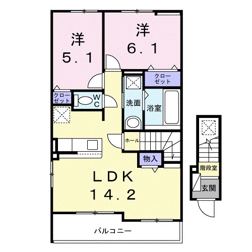 上落合アパート 201号室 間取り