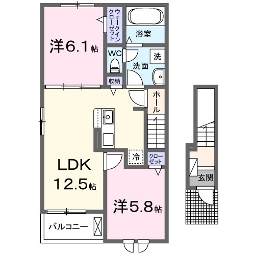 プラシードＳ 201号室 間取り