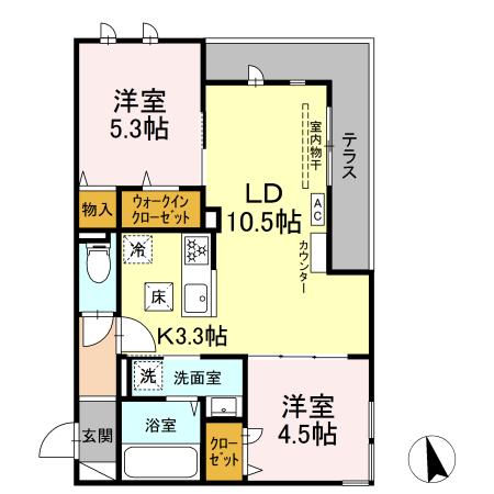 シュクラン 101号室 間取り