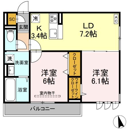 シュクラン 302号室 間取り