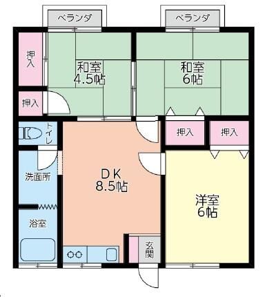 カワイハイツ 101号室 間取り