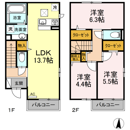 フェリーチェ 105号室 間取り