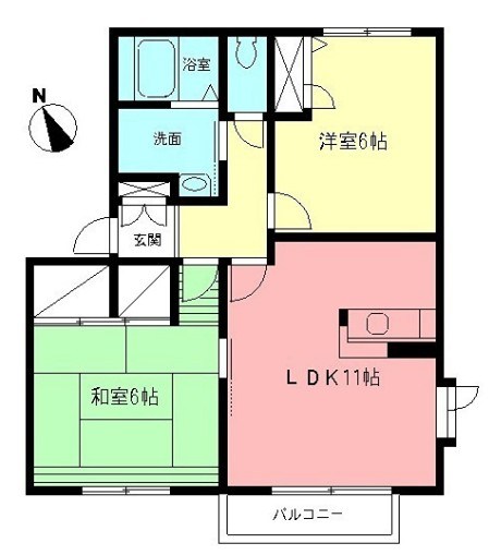 ベルデュールＦⅡ 201号室 間取り