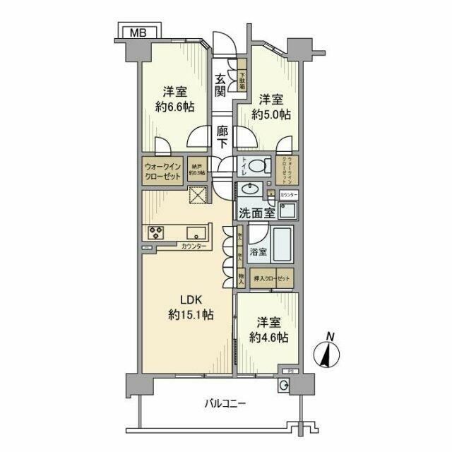 オハナ平塚桃浜 414号室 間取り