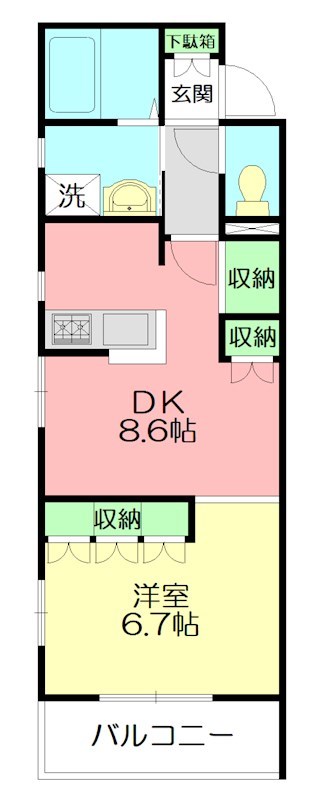 ローズマリナス由比ヶ浜 201号室 間取り