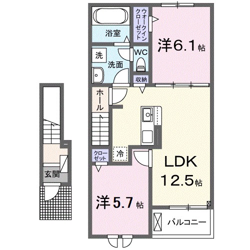 Ｃａｌｍ　Ｃｏｕｒｔ 204号室 間取り