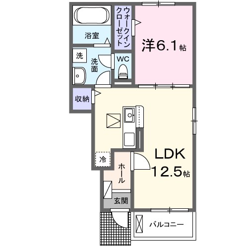 Ｃａｌｍ　Ｃｏｕｒｔ 105号室 間取り