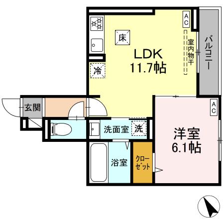 リベラマーロⅣ 102号室 間取り