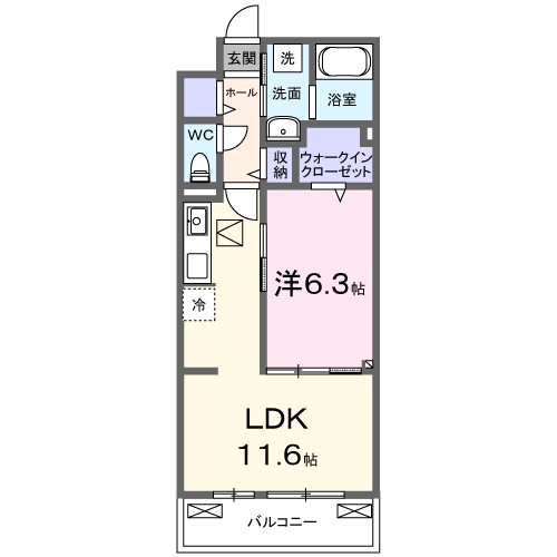 ホクレア 102号室 間取り