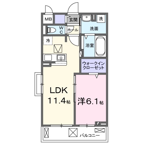 ホクレア 106号室 間取り