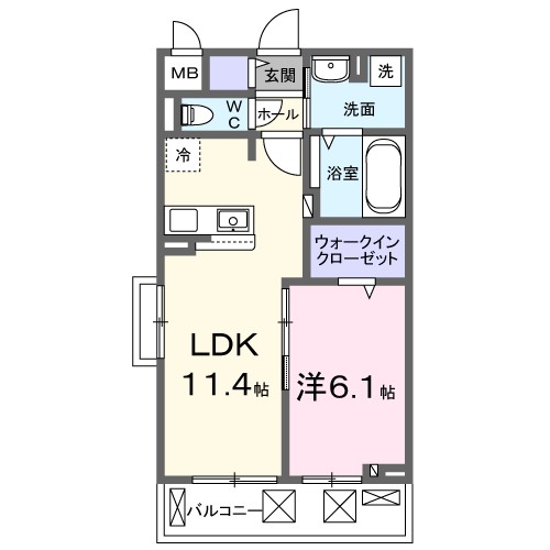 ホクレア 206号室 間取り