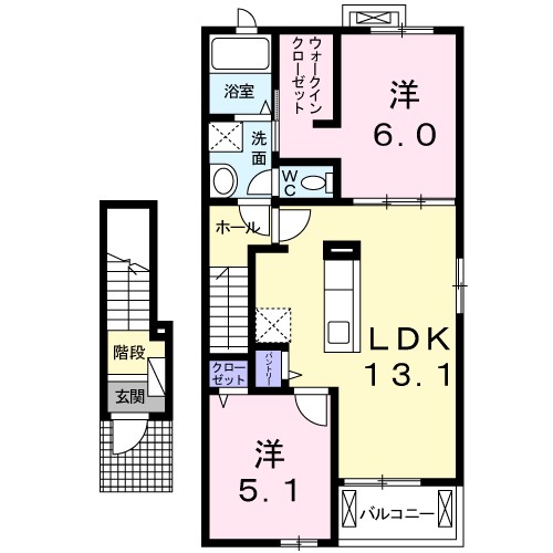 グリーンフォレストＢ 202号室 間取り