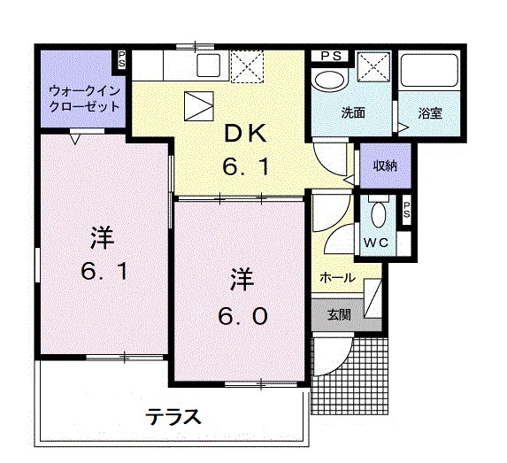 アプリコット 101号室 間取り