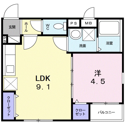 プリムローズＭ 201号室 間取り
