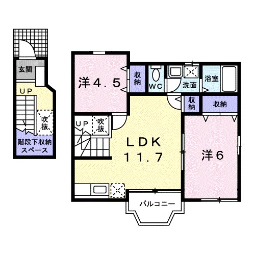 ラフレシール 201号室 間取り