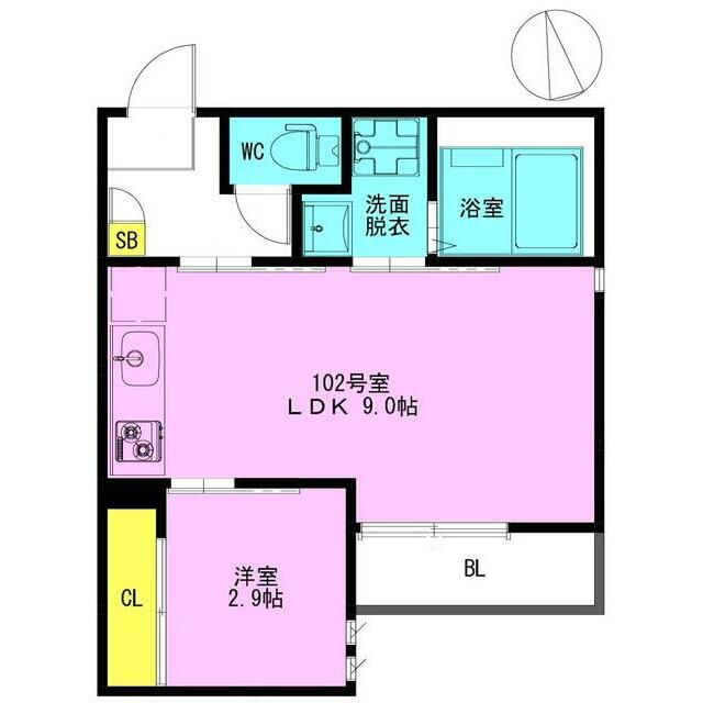 GRANDTIC 藤沢 102号室 間取り