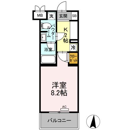 ファンディ平塚 802号室 間取り