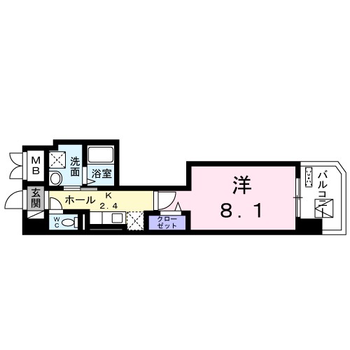 Ｌａ　Ｐｌａｇｅ　Ｓｈｏｎａｎ 402号室 間取り