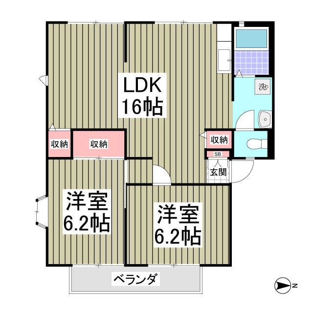 サンビレッジ大磯Ｃ 201号室 間取り