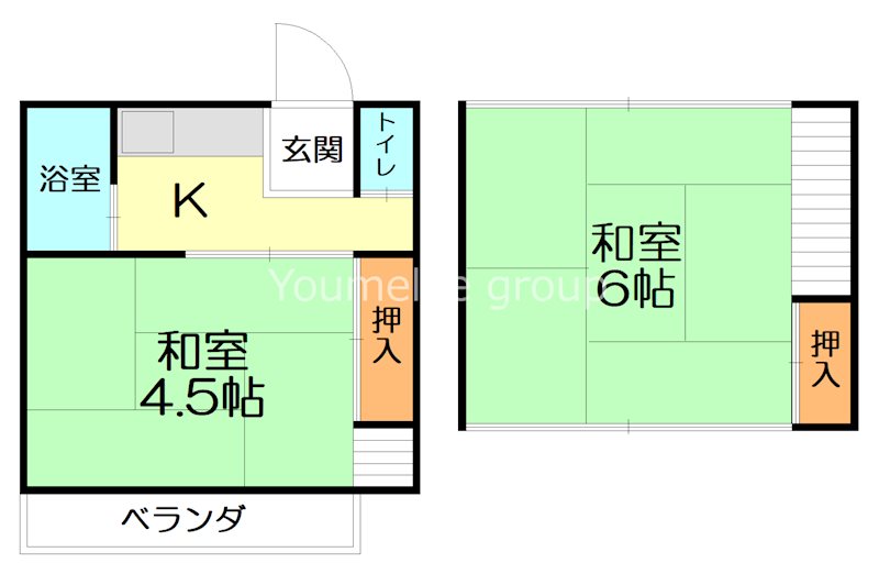 長山アパート 2号室 間取り