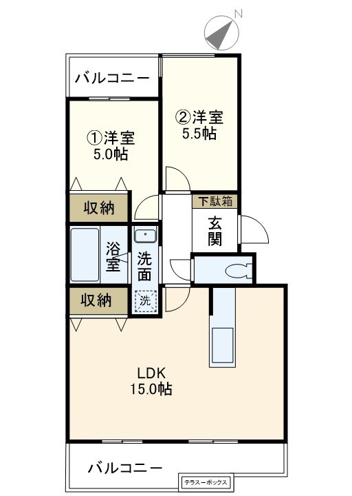 名瀬東ハイツ 203号室 間取り