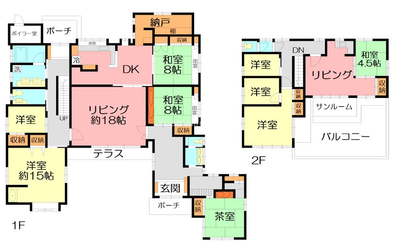日本庭園と茶室のある大型戸建 間取り図