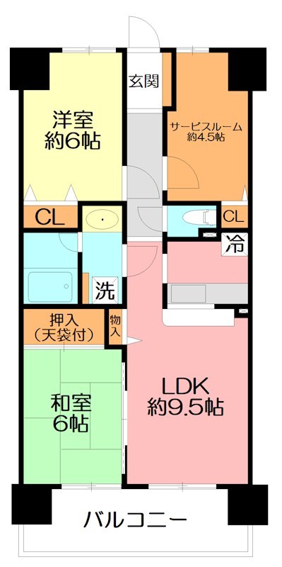 ベルパーク湘南茅ヶ崎B館 9F号室 間取り