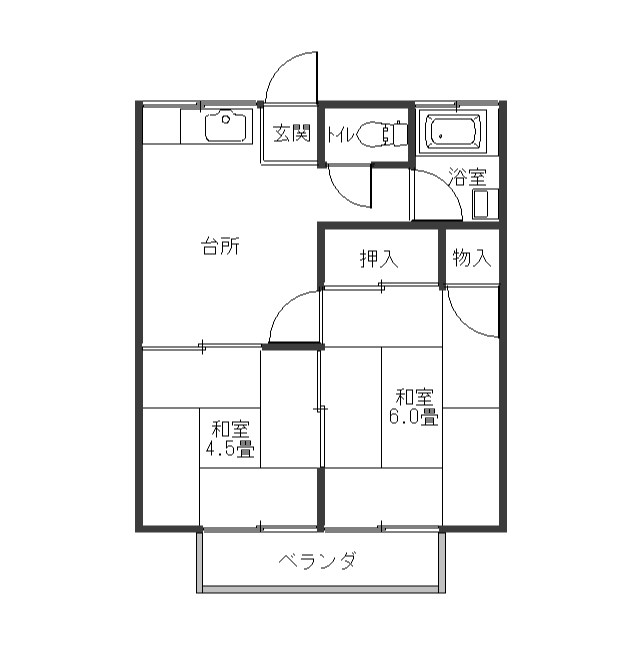 秋山ハイツ 203号室 間取り