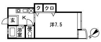 サウスウィンド 204号室 間取り