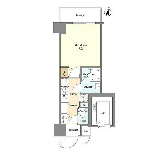 ＬＩＭＥ　ＲＥＳＩＤＥＮＣＥ　ＨＩＲＡＴＳＵＫＡ　ＷＥＳＴ 706号室 間取り
