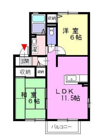 メゾン足柄  102号室 間取り
