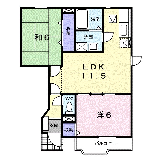 アンフィニ 102号室 間取り