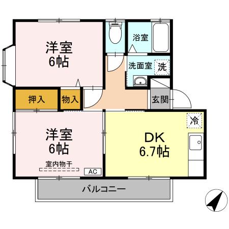 ハイツいのまた 102号室 間取り