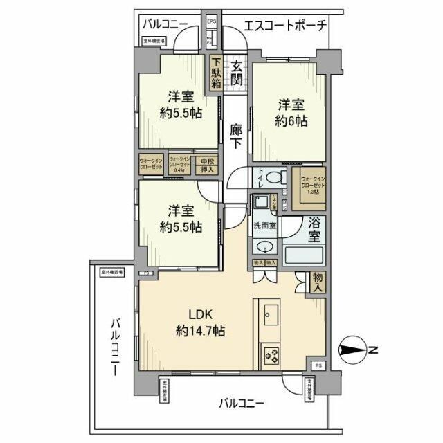 クオス藤沢本町 505号室 間取り