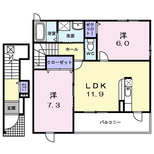 フルール 202号室 間取り