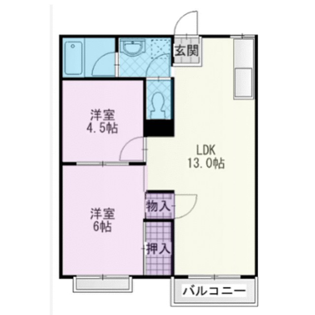 フォーブル酒匂Ｅ 202号室 間取り